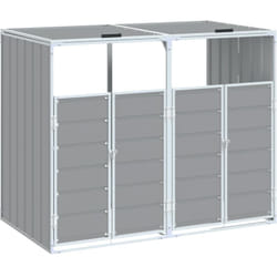 vidaXL Rangement à roulettes pour poubelles pour deux bacs gris acier