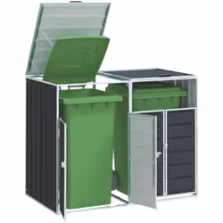 Ce rangement pour poubelles à roulettes cache discrètement vos poubelles dans le jardin, transformant votre espace extérieur  ...