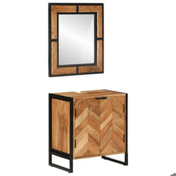 Ensemble De Meubles Salle De Bain 2 Pièces En Bois D'Acacia Marron Clair 50x60 Cm