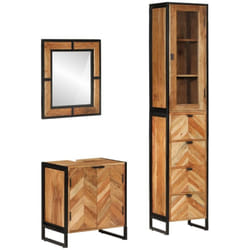 Ensemble De Meubles Salle De Bain 3 Pcs Fer Et Bois D'Acacia Vidaxl