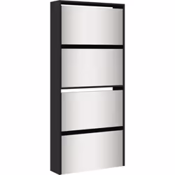 Cette armoire à chaussures à 4 niveaux, au design moderne et élégant, est un excellent meuble pour ranger vos chaussures de m ...
