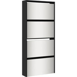 Vidaxl - Armoire à chaussures avec miroir à 4 niveaux noir 63x17x134 cm
