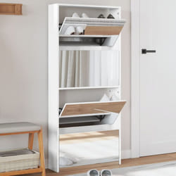 Vidaxl - Armoire à chaussures miroir 4 niveaux blanc brillant