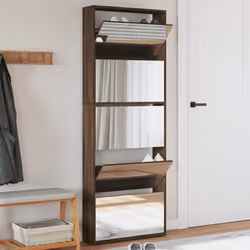 vidaXL Armoire à chaussures miroir 5niveaux Chêne marron 63x17x169,5cm