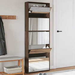 vidaXL Armoire à chaussures miroir 5niveaux Chêne marron 63x17x169,5cm