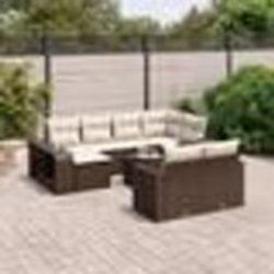 vidaXL Salon de jardin et coussins 11 pcs marron résine tressée