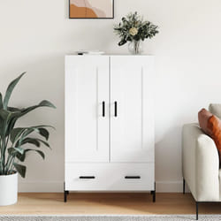 Furniture Limited - Buffet haut blanc 69,5x31x115 cm bois d'ingén