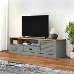 Vidaxl - Furniture Limited - Meuble tv vigo gris 156x40x40 cm bois massif