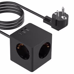 Accezz SH00076721, 1,8 m, Intérieure, Type F, Droit, Noir, 3 sortie(s) CA