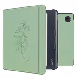 Design Slim Hard Sleepcover avec support Kobo Libra Colour Floral Green imoshion