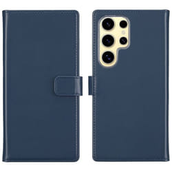 Étui de téléphone portefeuille en cuir véritable Samsung Galaxy S25 Ultra Bleu Selencia