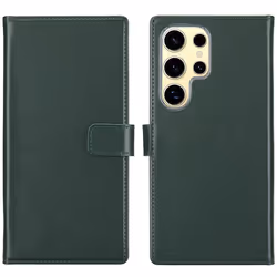 Étui de téléphone portefeuille en cuir véritable Samsung Galaxy S25 Ultra Vert Selencia