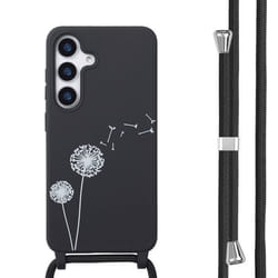 Coque design en silicone avec cordon Samsung Galaxy S25 Dandelion Black imoshion