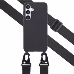Coque design en silicone avec cordon Samsung Galaxy S25 Plus Noir Selencia