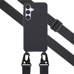Coque design en silicone avec cordon Samsung Galaxy S25 Plus Noir Selencia