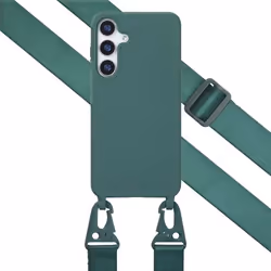 Coque design en silicone avec cordon Samsung Galaxy S25 Plus Vert foncé Selencia