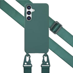 Coque design en silicone avec cordon Samsung Galaxy S25 Plus Vert foncé Selencia
