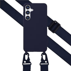 Coque design en silicone avec cordon Samsung Galaxy S25 Plus Bleu foncé Selencia