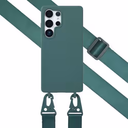 Coque silicone avec cordon amovible Samsung Galaxy S25 Ultra Vert foncé Selencia