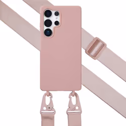 Coque design en silicone avec cordon Samsung Galaxy S25 Ultra Sand Pink Selencia