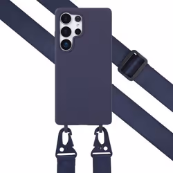 Coque silicone avec cordon amovible Samsung Galaxy S25 Ultra Bleu foncé Selencia
