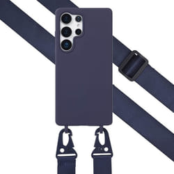 Coque silicone avec cordon amovible Samsung Galaxy S25 Ultra Bleu foncé Selencia