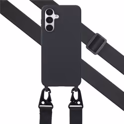 Coque silicone avec cordon amovible Samsung Galaxy A36 Noir Selencia