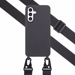 Coque silicone avec cordon amovible Samsung Galaxy A56 Noir Selencia
