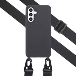 Coque silicone avec cordon amovible Samsung Galaxy A56 Noir Selencia