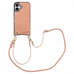 Coque de téléphone Nova Croco avec cordon et porte-cartes iPhone 16 Old Pink Selencia