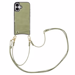 Coque de téléphone Nova Croco avec cordon et porte-cartes iPhone 16 Sage Green Selencia