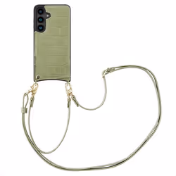 Coque de téléphone Nova Croco avec cordon et porte-cartes Samsung Galaxy S24 Sage Green Selencia