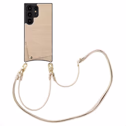 Coque de téléphone Nova Croco avec cordon et porte-cartes Samsung Galaxy S24 Ultra Beige Selencia