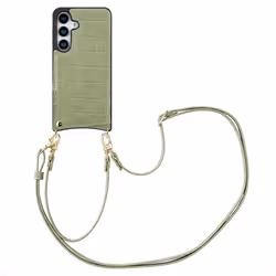 Coque de téléphone Nova Croco avec cordon et porte-cartes Samsung Galaxy S25 Sage Green Selencia