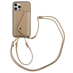 Coque de télephone Sera avec cordon et porte-cartes enveloppe iPhone 12 (Pro) Taupe Selencia