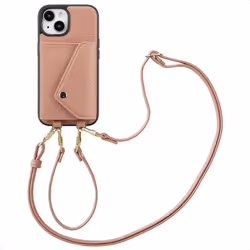 Coque de téléphone Sera avec cordon et porte-cartes enveloppe iPhone 15 Old Pink Selencia