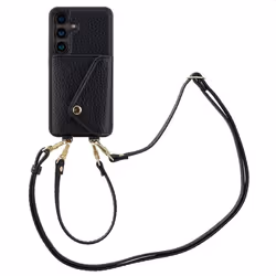 Coque de téléphone Sera avec cordon et porte-cartes enveloppe Samsung Galaxy S24 Noir Selencia