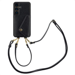 Coque de téléphone Sera avec cordon et porte-cartes enveloppe Samsung Galaxy S24 Noir Selencia