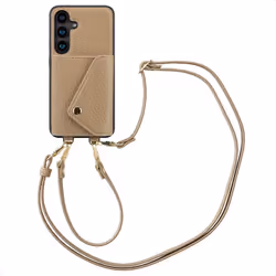 Coque de télephone Sera avec cordon et porte-cartes enveloppe Samsung Galaxy S24 Taupe Selencia