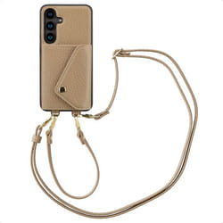 Coque de télephone Sera avec cordon et porte-cartes enveloppe Samsung Galaxy S24 Taupe Selencia