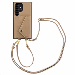 Coque de télephone Sera avec cordon et porte-cartes enveloppe Samsung Galaxy S24 Ultra Taupe Selencia