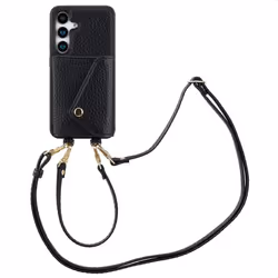 Coque de téléphone Sera avec cordon et porte-cartes enveloppe Samsung Galaxy S25 Noir Selencia