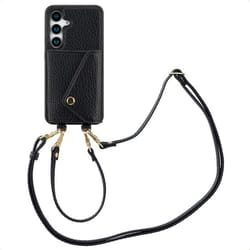Coque de téléphone Sera avec cordon et porte-cartes enveloppe Samsung Galaxy S25 Noir Selencia