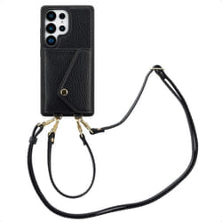 Coque de téléphone Sera avec cordon et porte-cartes enveloppe Samsung Galaxy S25 Ultra Noir Selencia