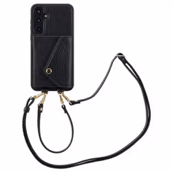 Coque de téléphone Sera avec cordon et porte-cartes enveloppe Samsung Galaxy A55 Noir Selencia