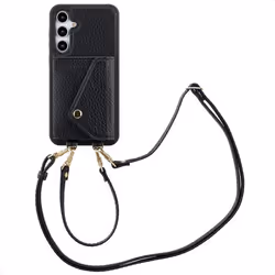 Coque de téléphone Sera avec cordon et porte-cartes enveloppe Samsung Galaxy A35 Noir Selencia