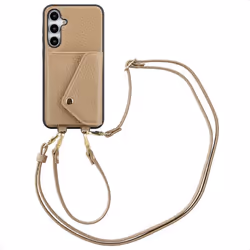 Coque de télephone Sera avec cordon et porte-cartes enveloppe Samsung Galaxy A35 Taupe Selencia