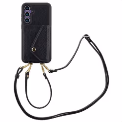 Coque de téléphone Sera avec cordon et porte-cartes enveloppe Samsung Galaxy S23 FE Noir Selencia