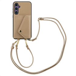 Coque de télephone Sera avec cordon et porte-cartes enveloppe Samsung Galaxy S23 FE Taupe Selencia