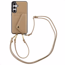 Coque de télephone Sera avec cordon et porte-cartes enveloppe Samsung Galaxy S24 FE Taupe Selencia